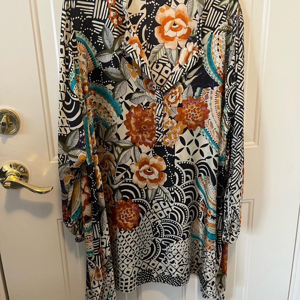 "Johnny Was" Multicolor Floral and Geometric Top